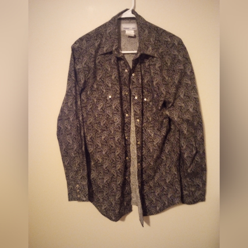 Wrangler Wrancher men's long sleeve pearl snaps dress shirt